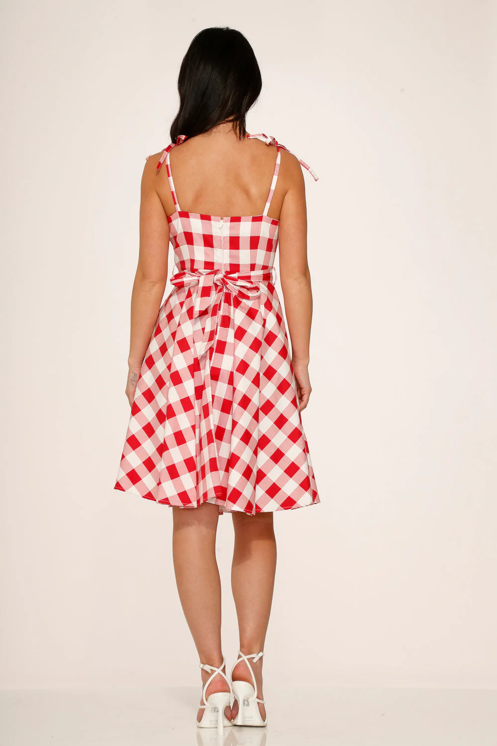 Red & White Picnic Swing Dress - Image 7