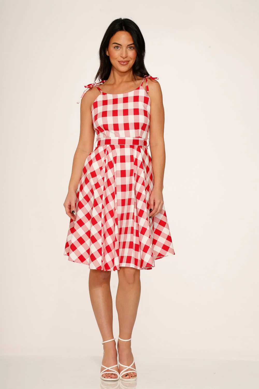 Red & White Picnic Swing Dress - Image 9