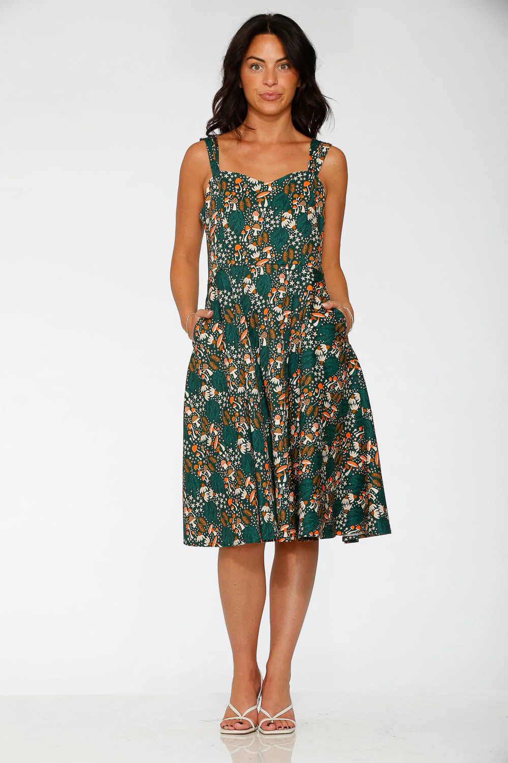 Olive Mushroom Swing Dress - Image 2