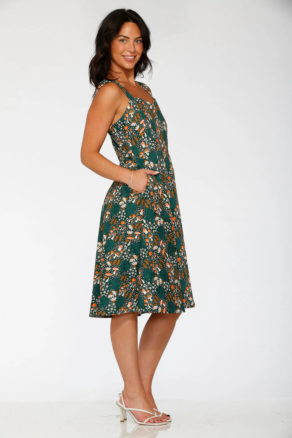 Olive Mushroom Swing Dress - Image 4