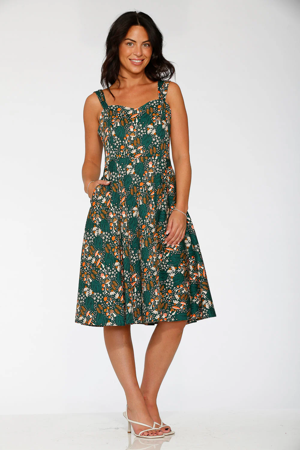 Olive Mushroom Swing Dress - Image 5