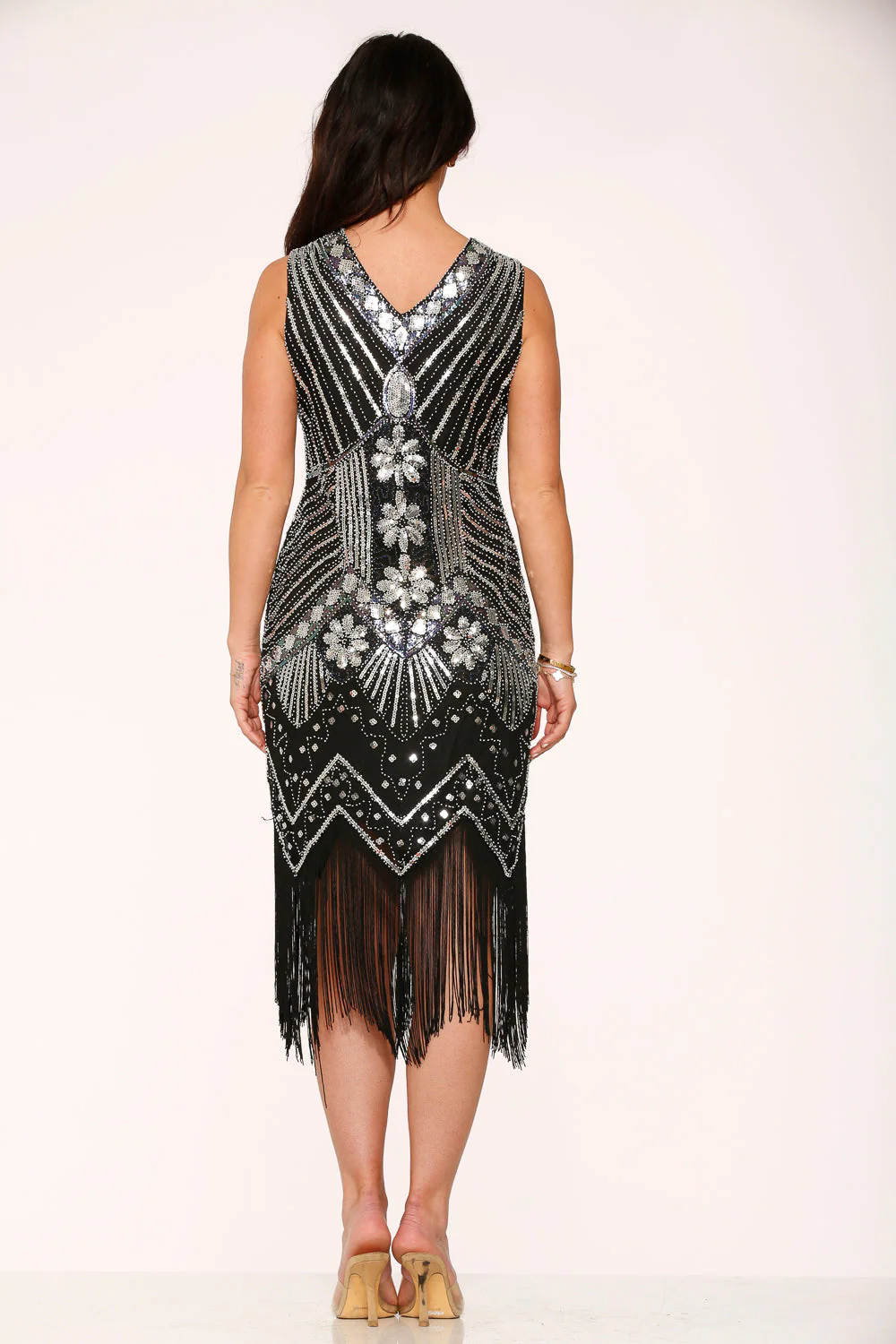 Black Silver Flapper Dress - Image 11