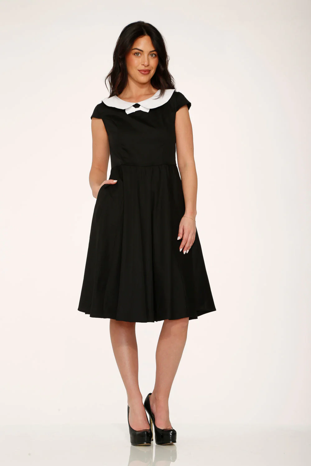 Black & White Collar Swing Dress - Image 2