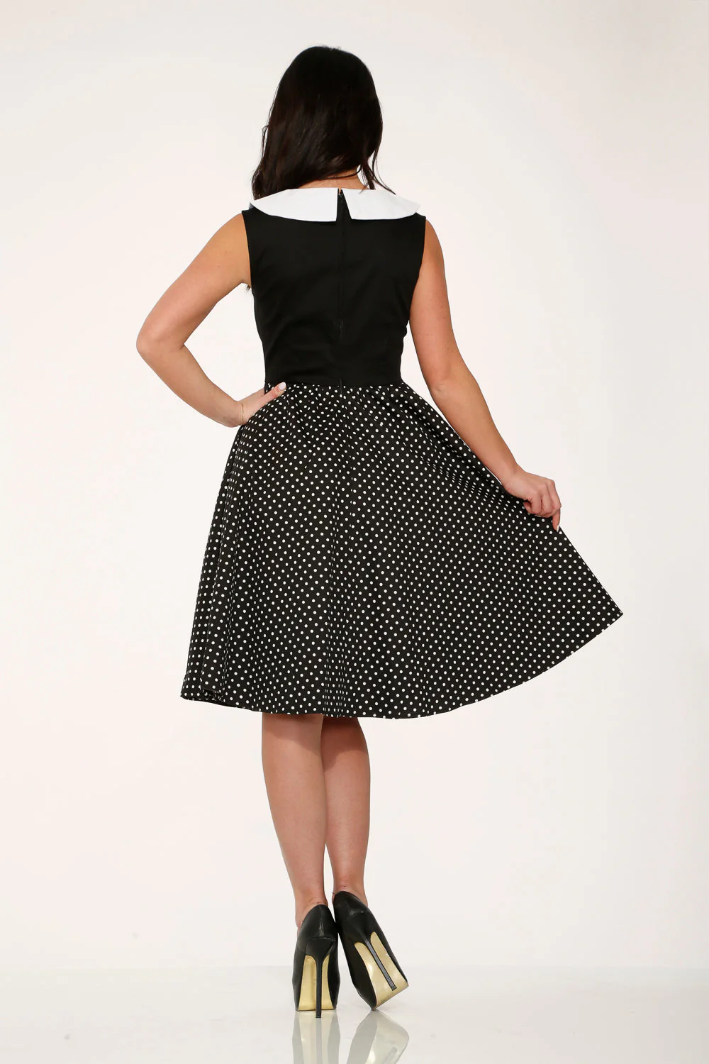 Black & White Polka Dot Swing Dress - Image 10