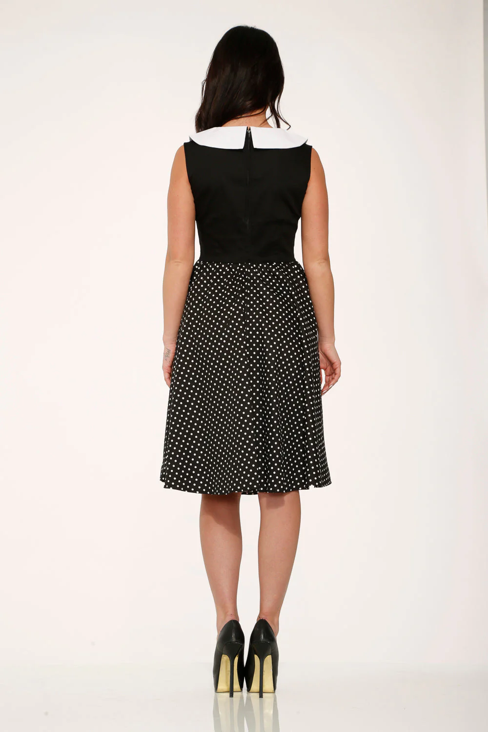 Black & White Polka Dot Swing Dress - Image 2
