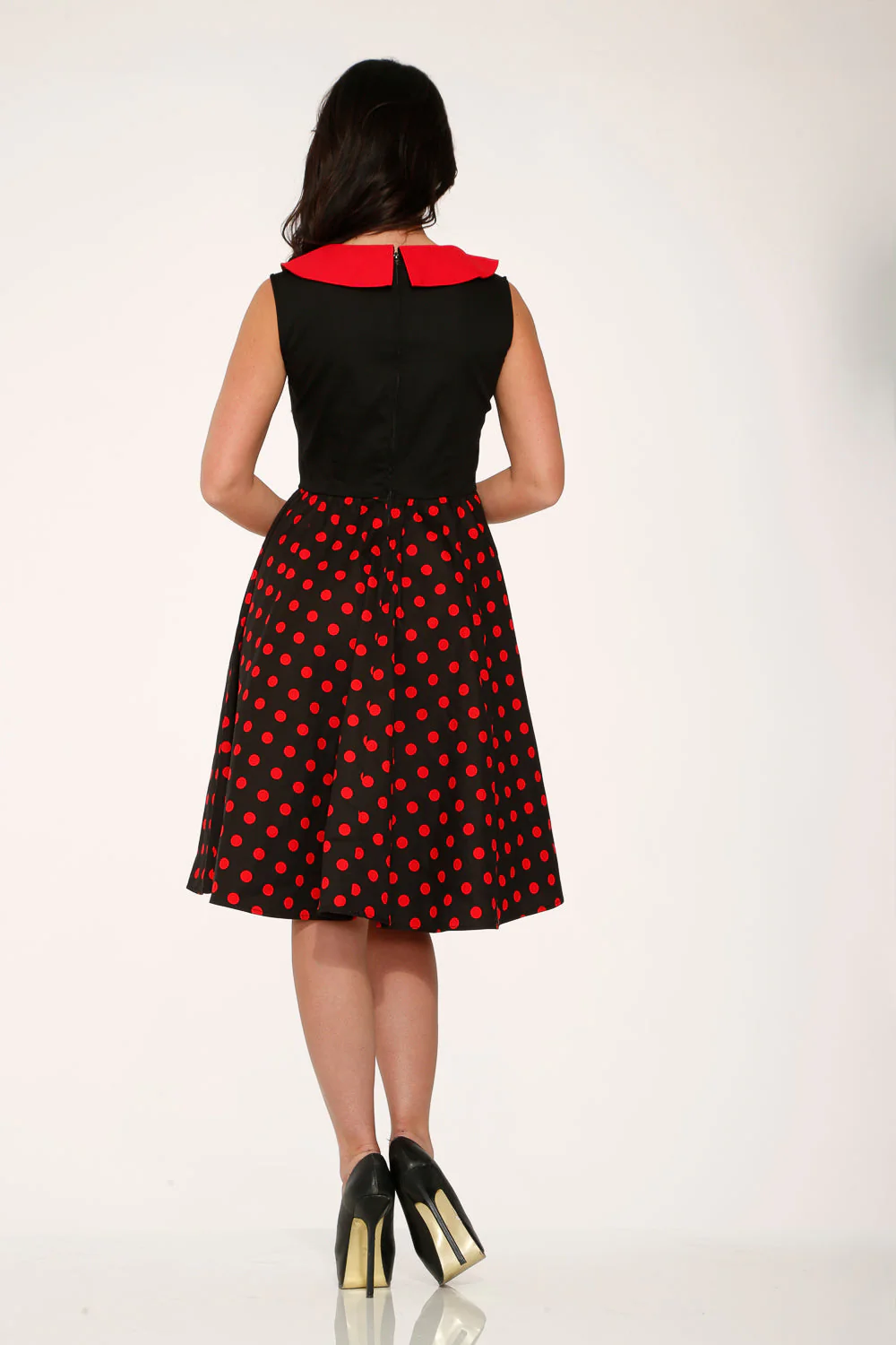 Black & Red Polka Dot Swing Dress - Image 10