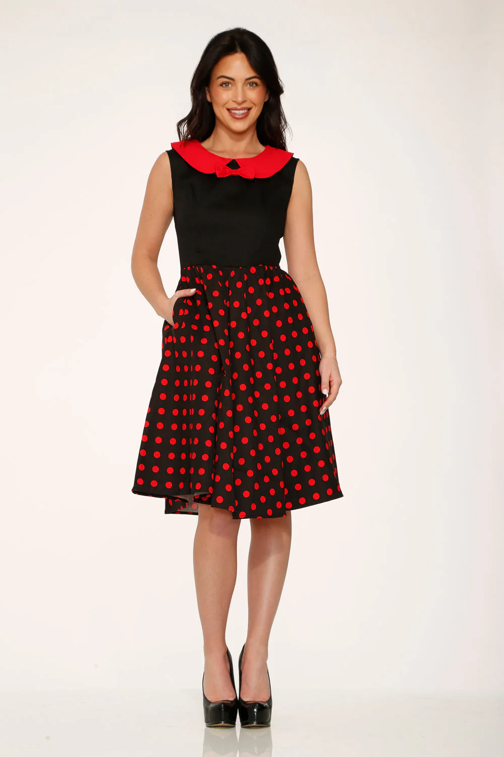 Black & Red Polka Dot Swing Dress - Image 2