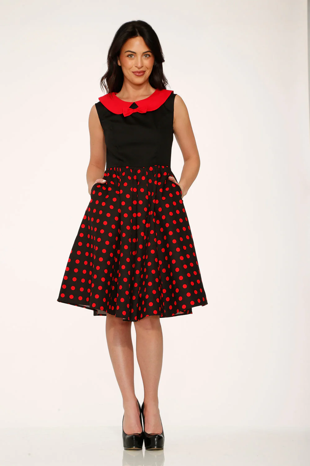 Black & Red Polka Dot Swing Dress - Image 3