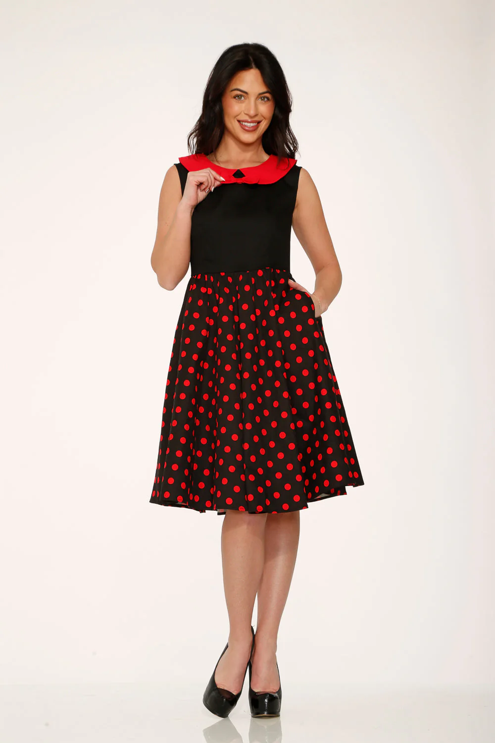 Black & Red Polka Dot Swing Dress - Image 4