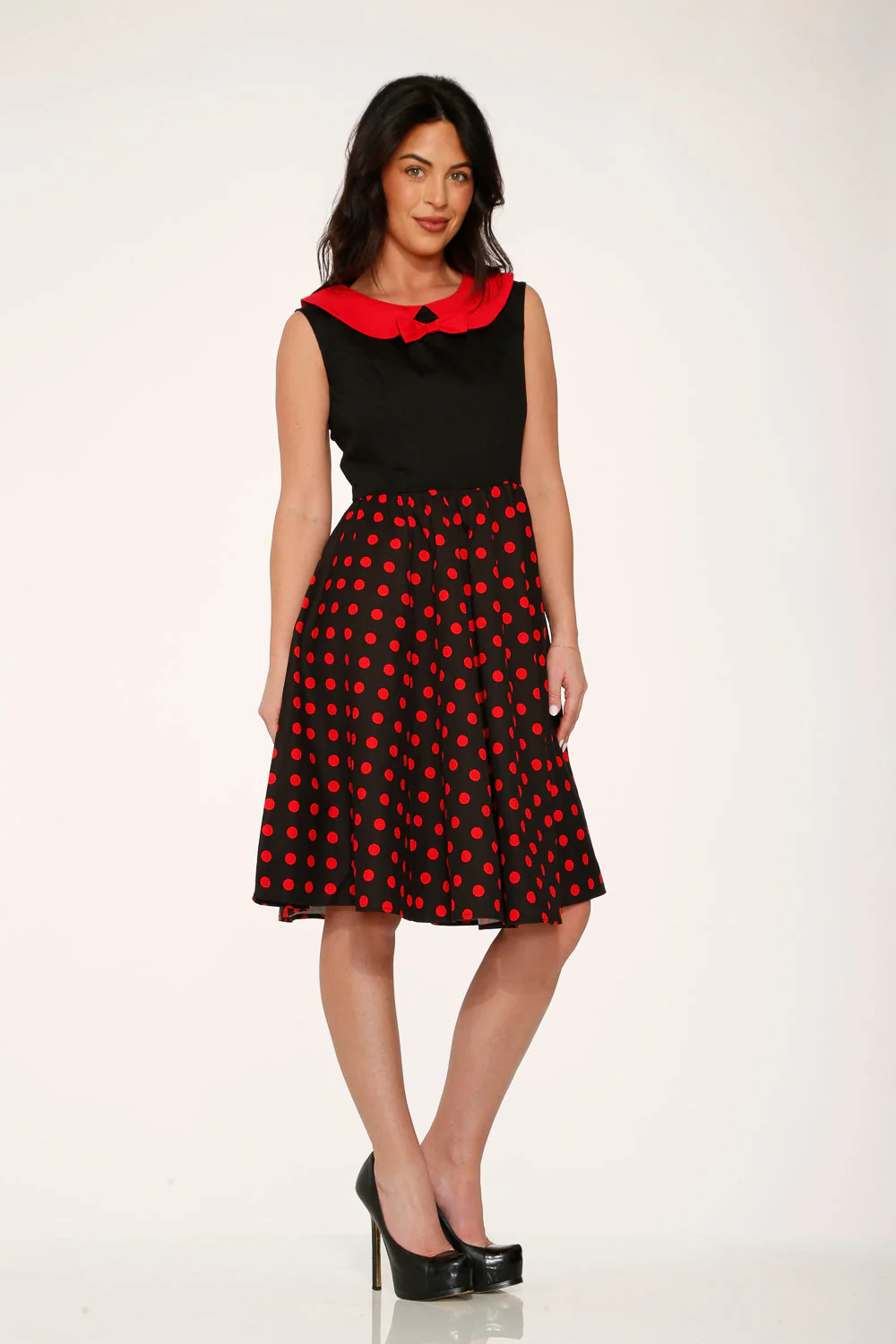 Black & Red Polka Dot Swing Dress - Image 7