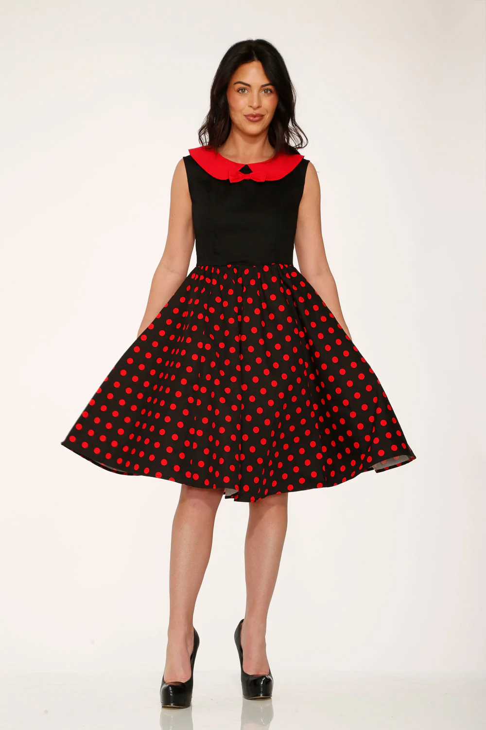 Black & Red Polka Dot Swing Dress - Image 8