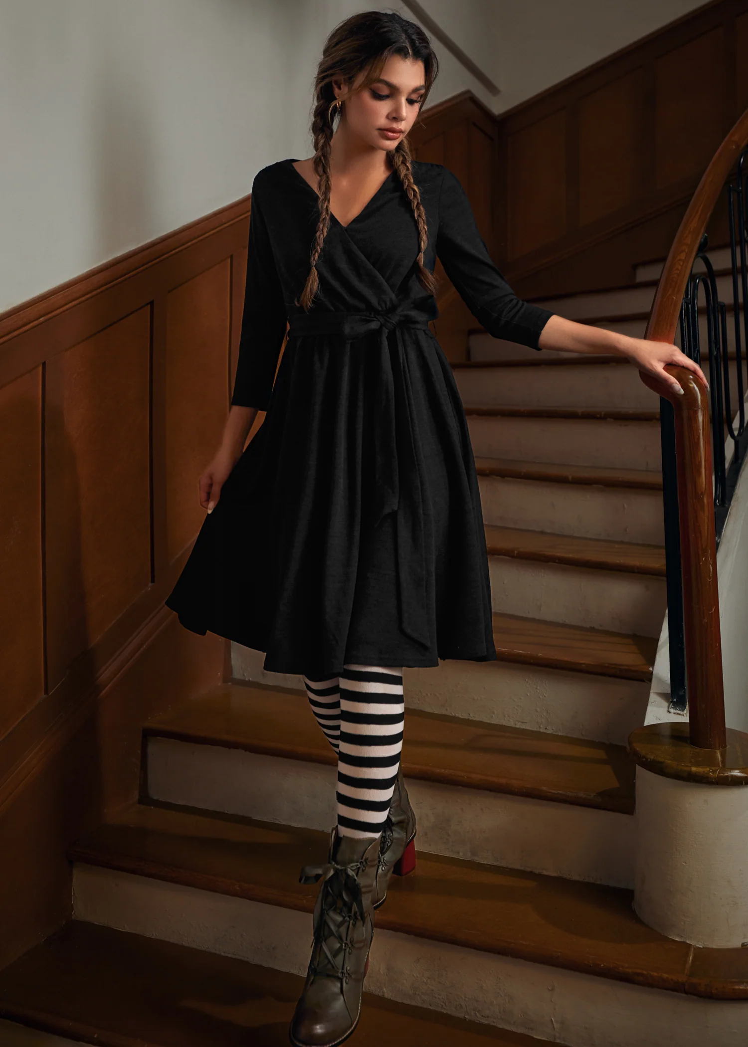 Instant Energy Faux-Wrap Long Sleeve Knit Dress - Image 5