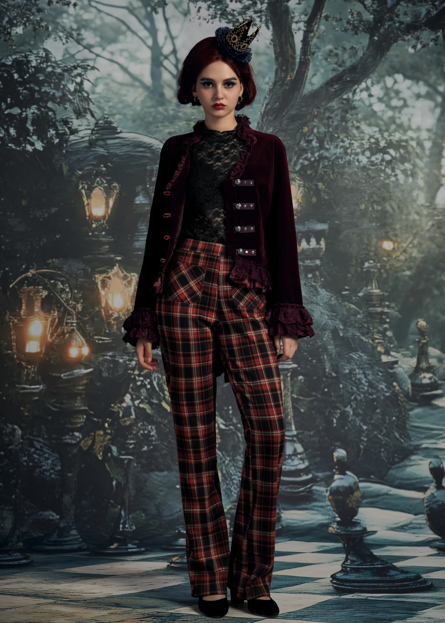 Burgundy Gloria Velvet Tailed Jacket - Image 3