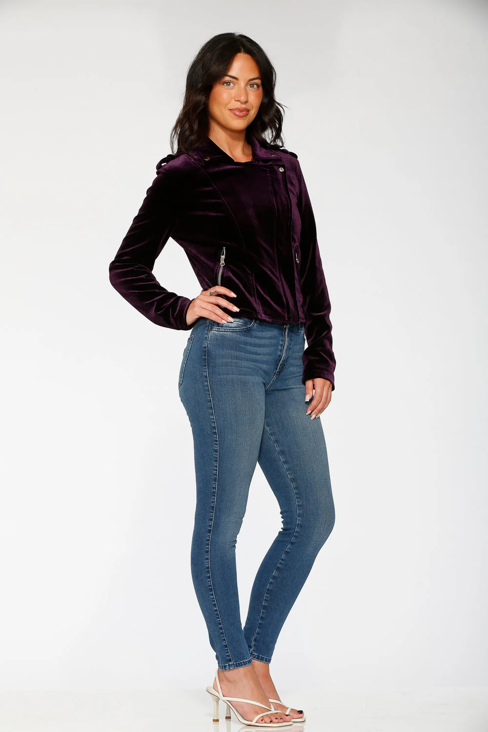 Purple Velvet Moto Jacket - Image 3