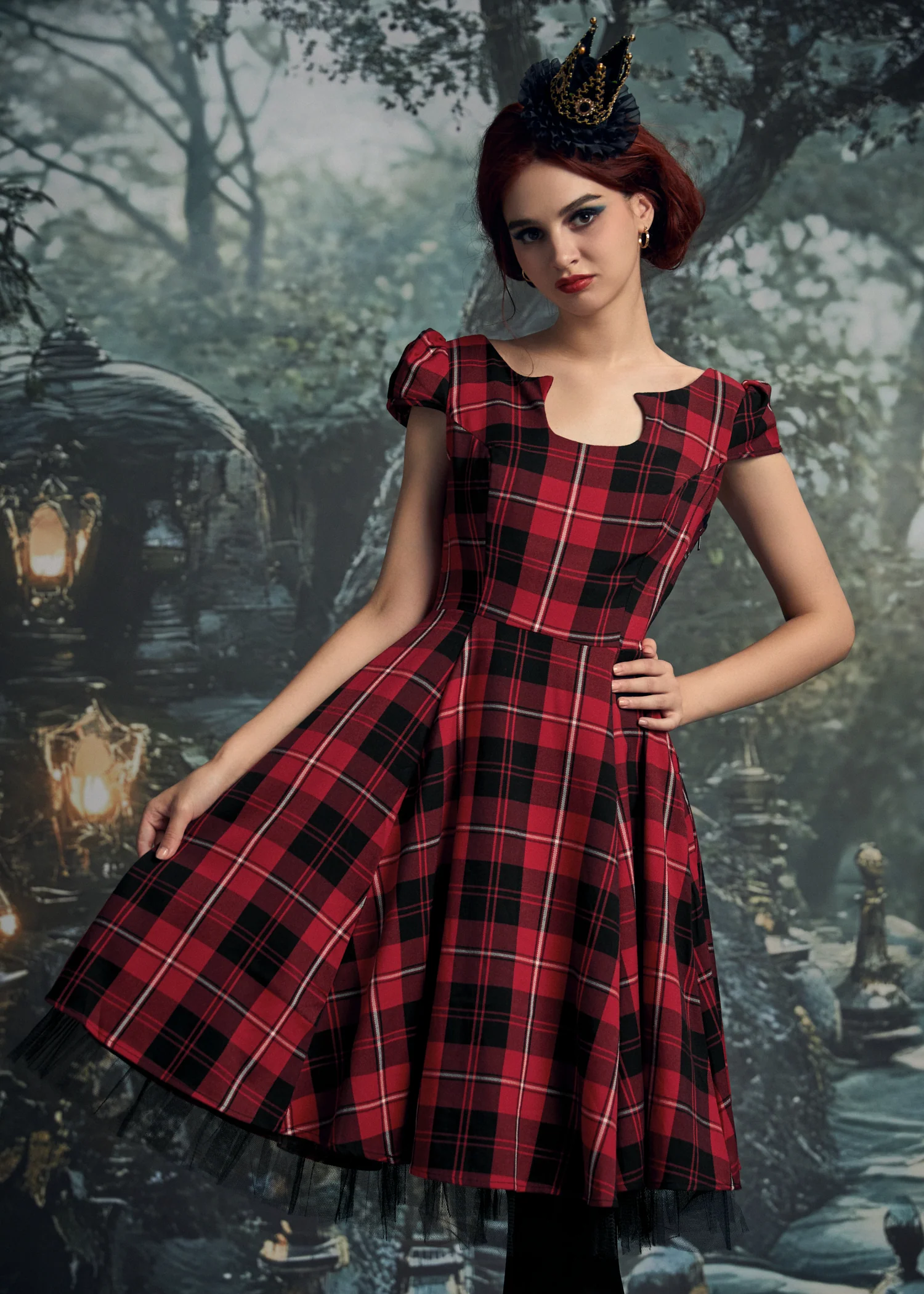 Red Plaid Swing Dress - Image 2