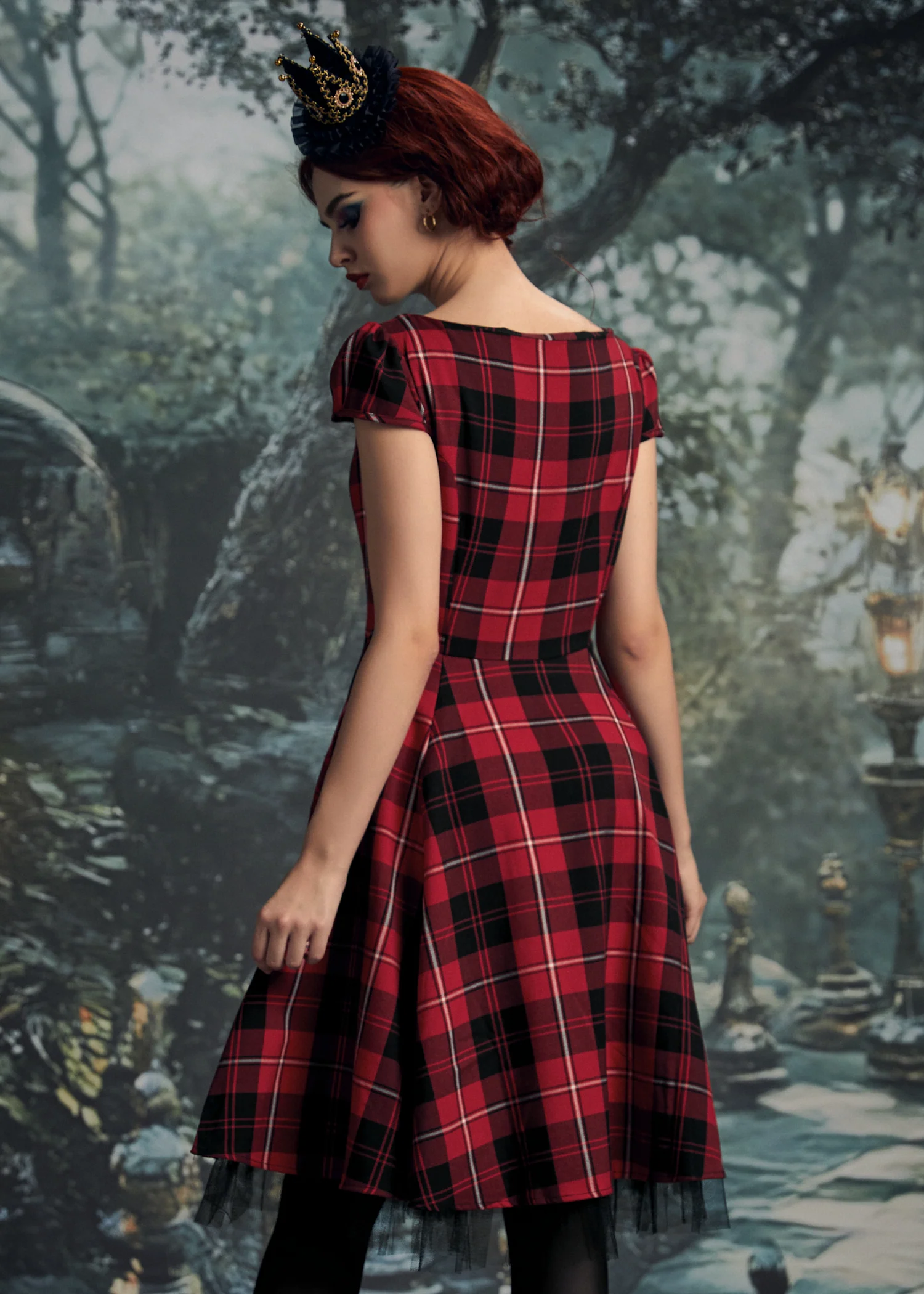 Red Plaid Swing Dress - Image 5