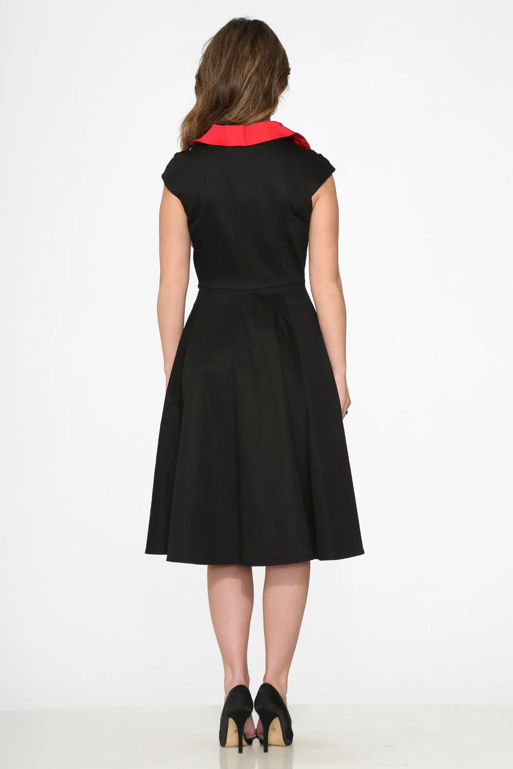 Black Red Trim Swing Dress - Image 6