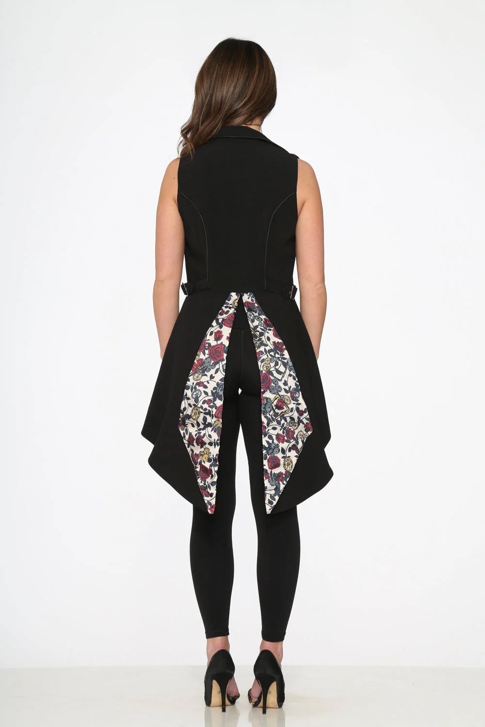 Black Floral Vest Back Split - Image 14