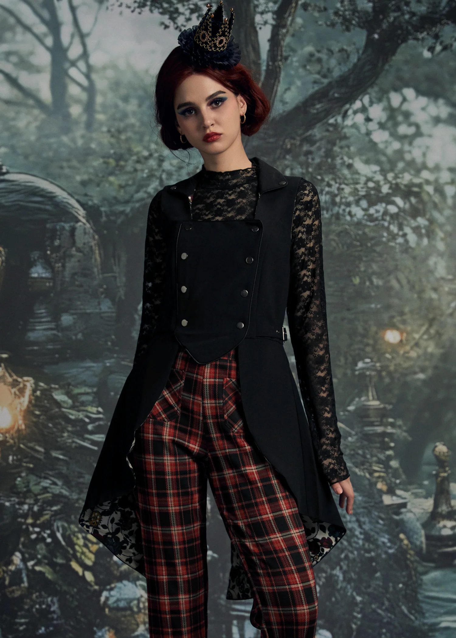 Black Floral Vest Back Split - Image 9