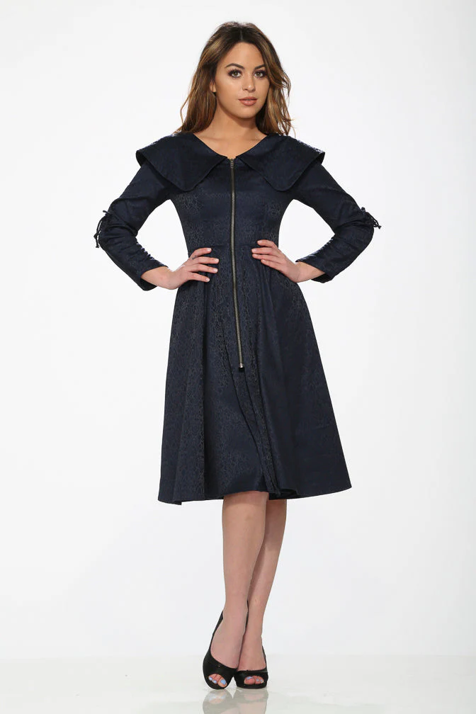 Blue Zipper Swing Dress - Image 2