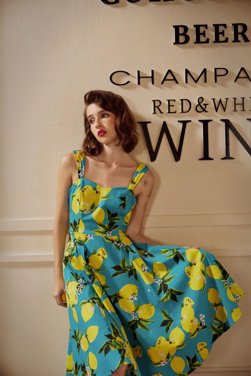 Lemon Print Swing Dress