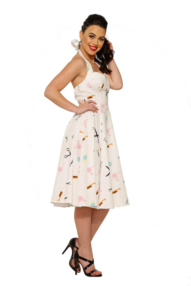 White Beauty Salon Halter Dress - Image 3