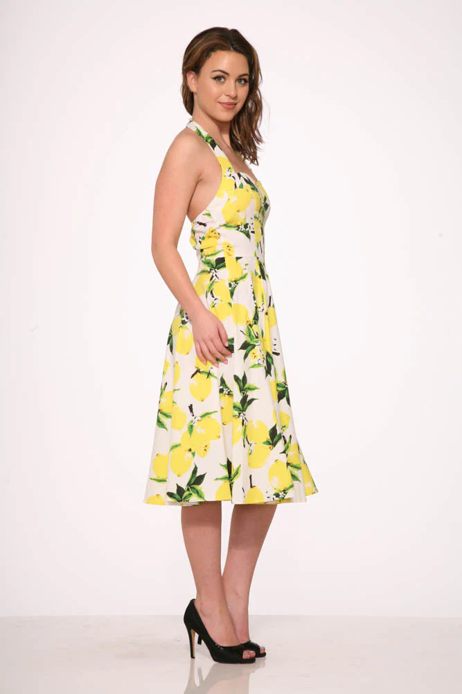 White Lemon Halter Swing Dress - Image 5