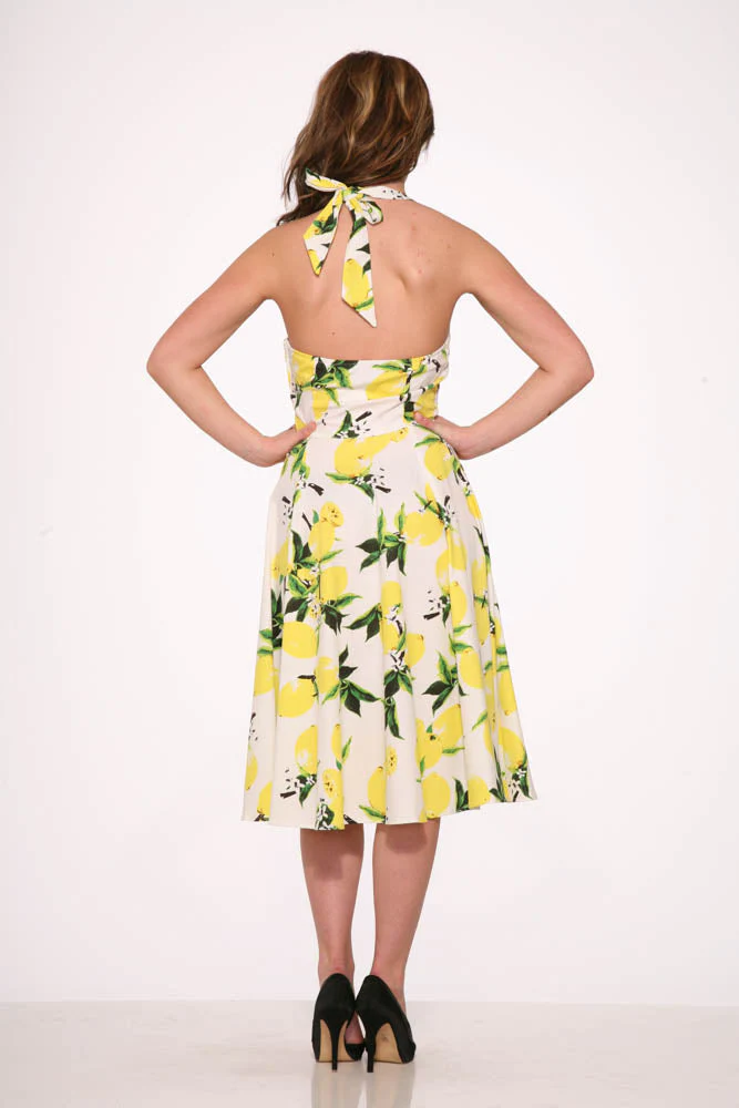 White Lemon Halter Swing Dress - Image 6