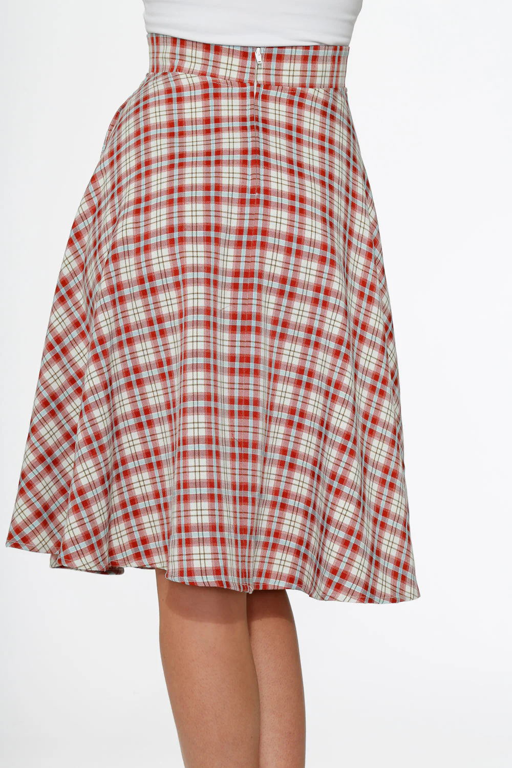 Red Plaid Swing Skirt - Image 5