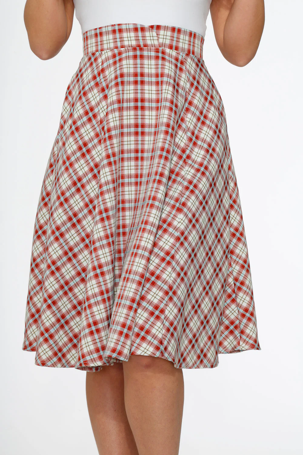 Red Plaid Swing Skirt - Image 6
