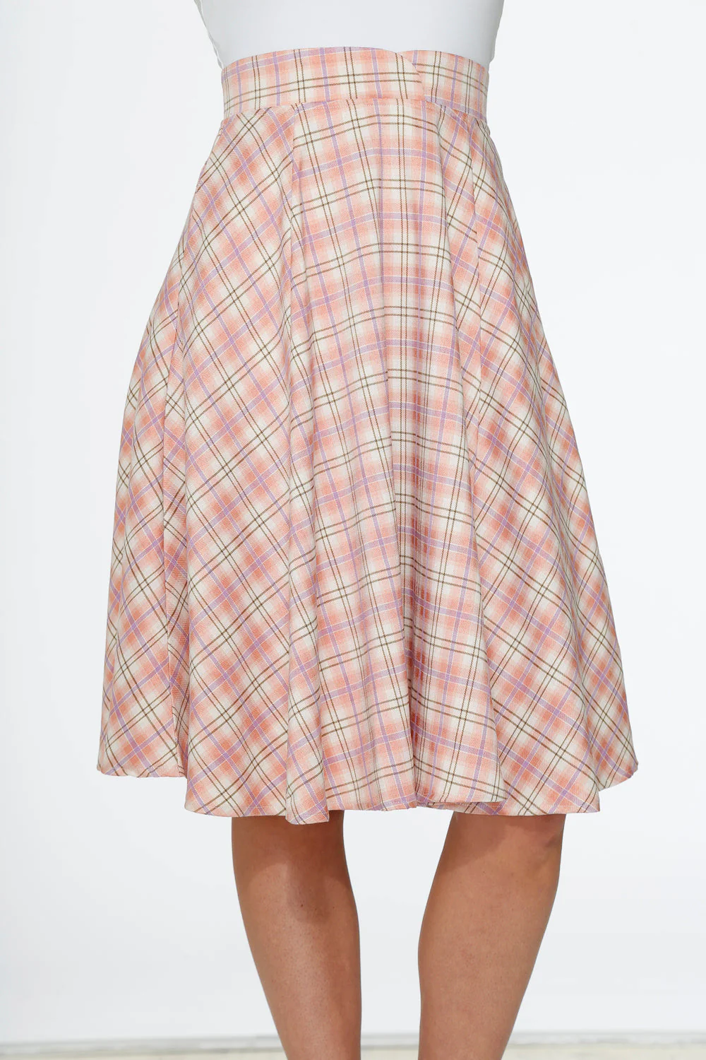 Pink Plaid Swing Skirt - Image 3