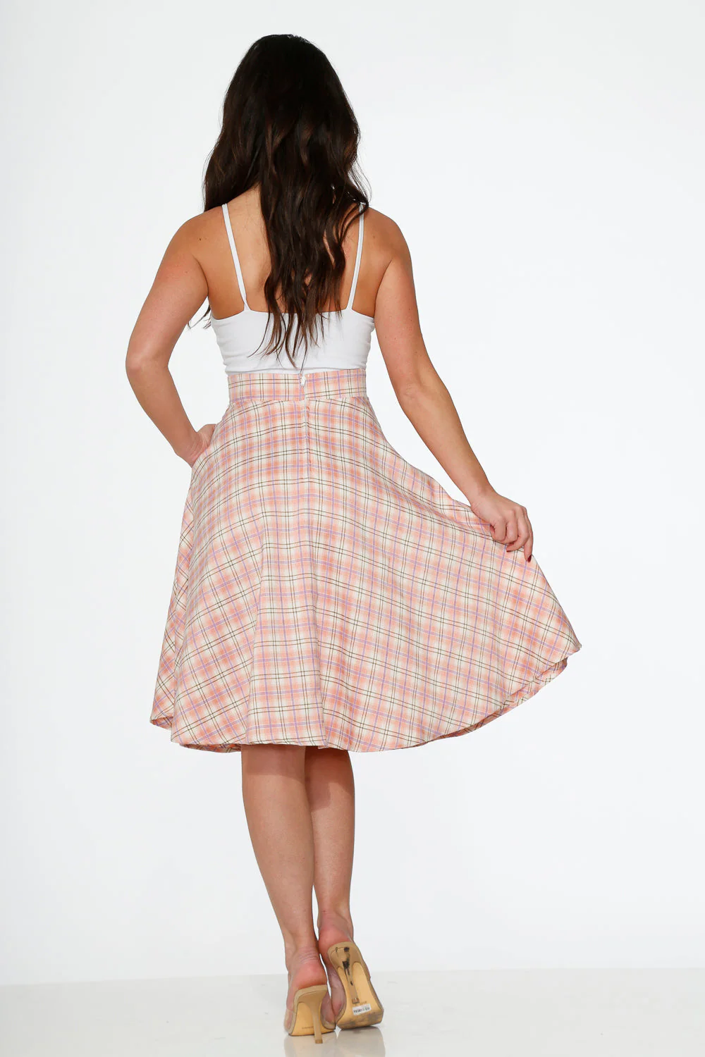 Pink Plaid Swing Skirt - Image 7