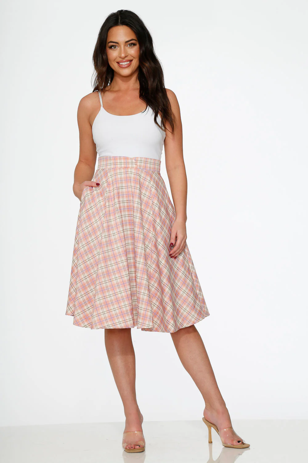 Pink Plaid Swing Skirt - Image 8