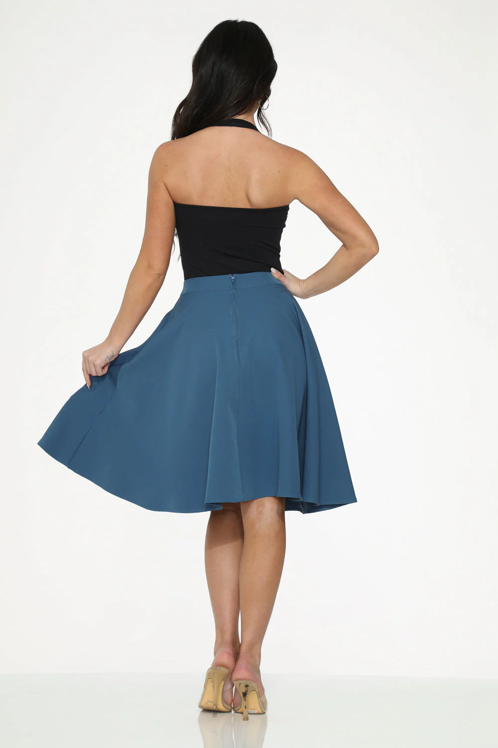 Blue Embroidered Poodle Swing Skirt - Image 5