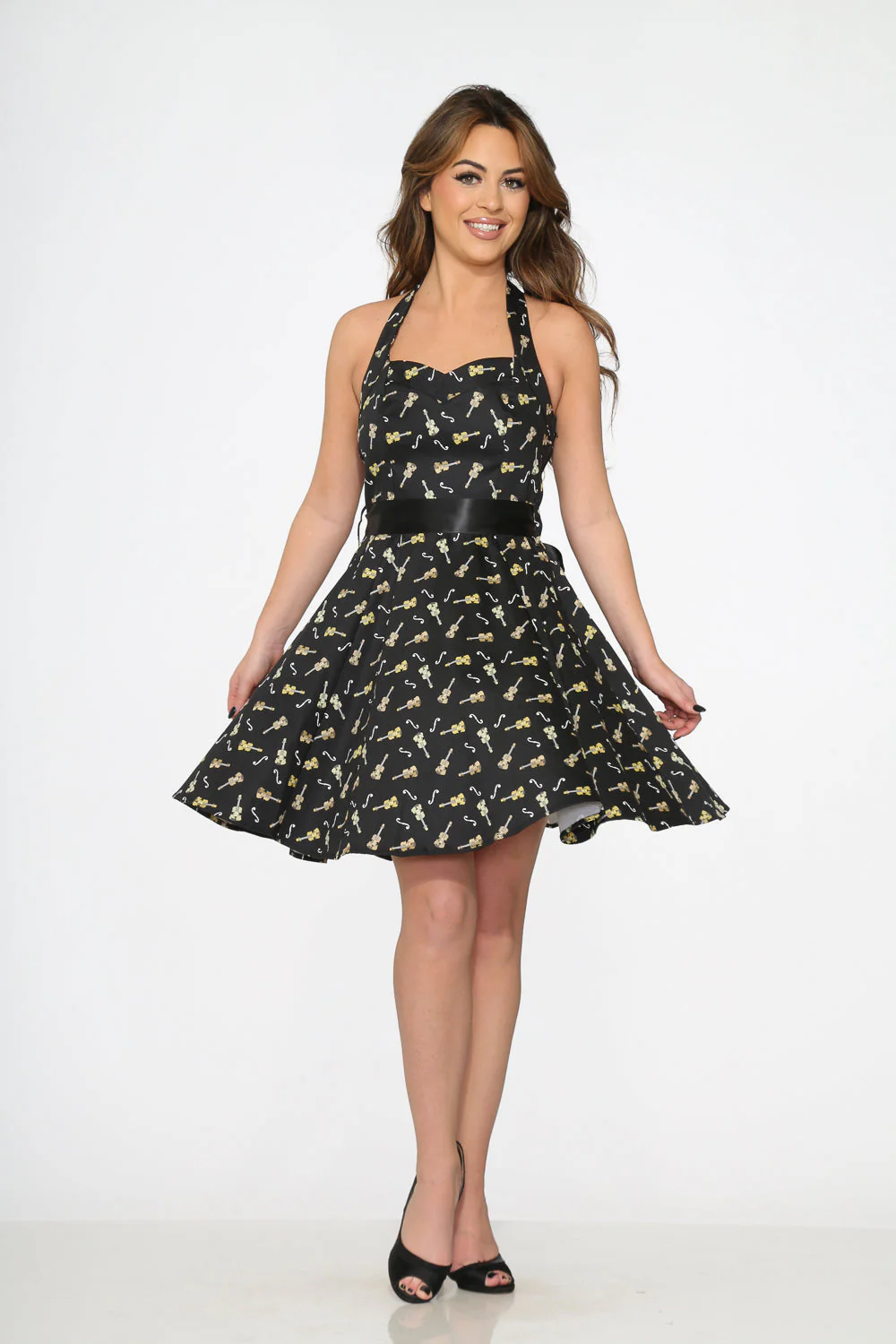 Black Violin Halter Swing Dress - Image 5