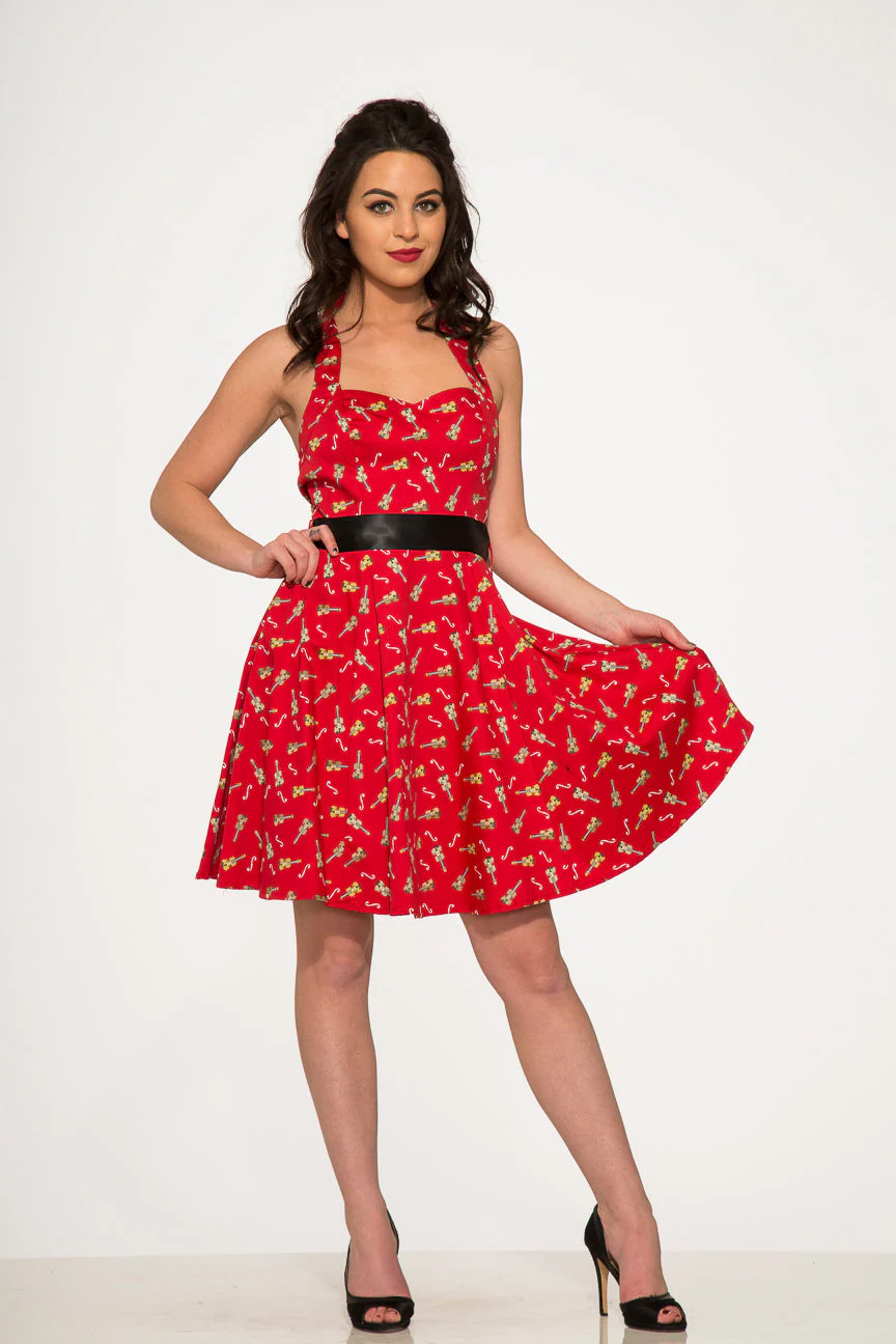 Red Violin Halter Swing Dress - Image 3