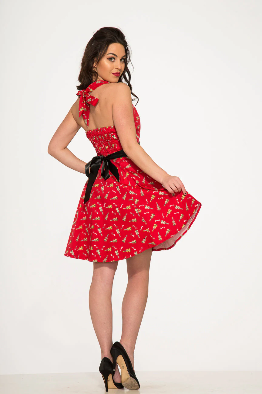 Red Violin Halter Swing Dress - Image 5