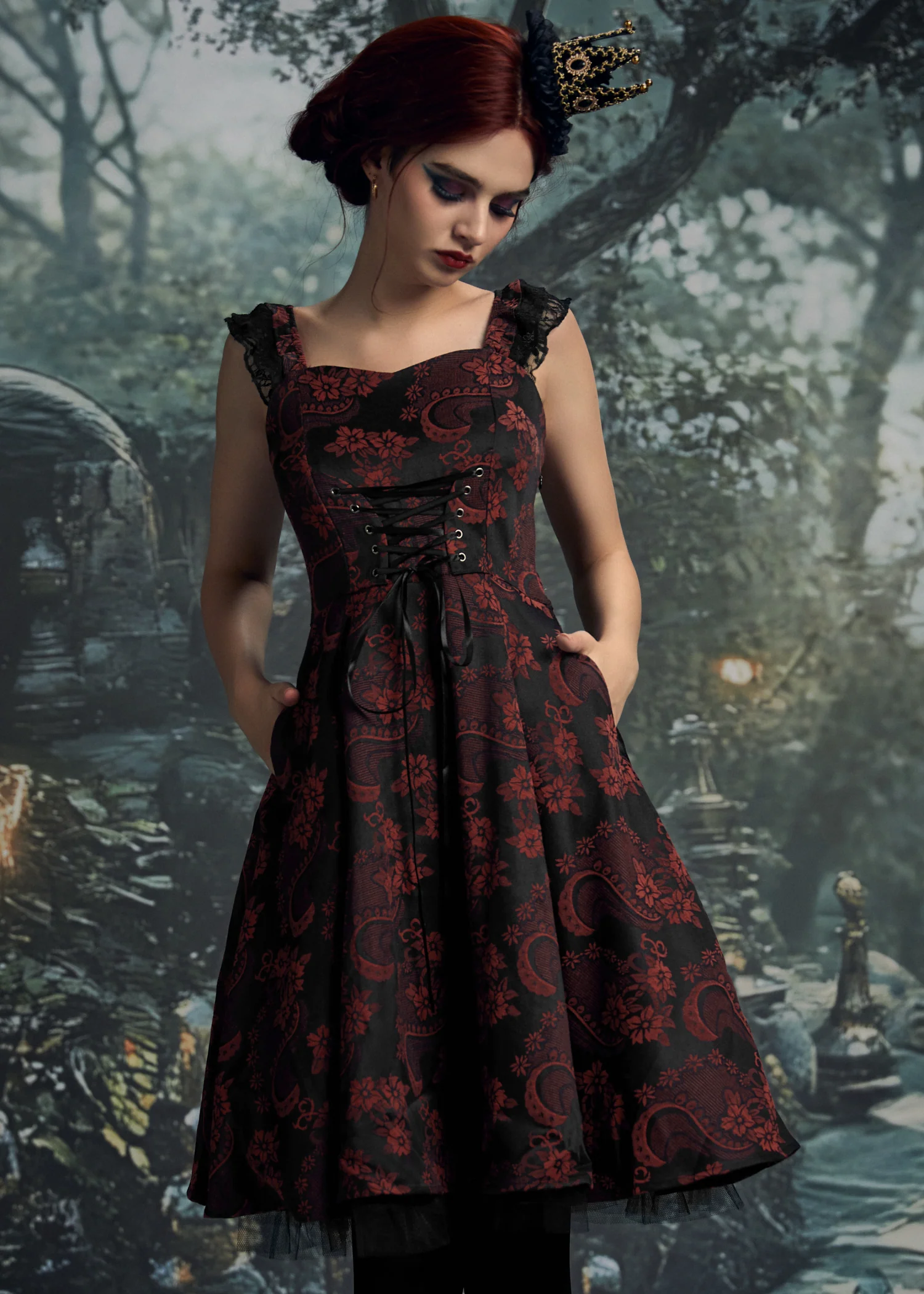 Red Byzantine Swing Dress - Image 5