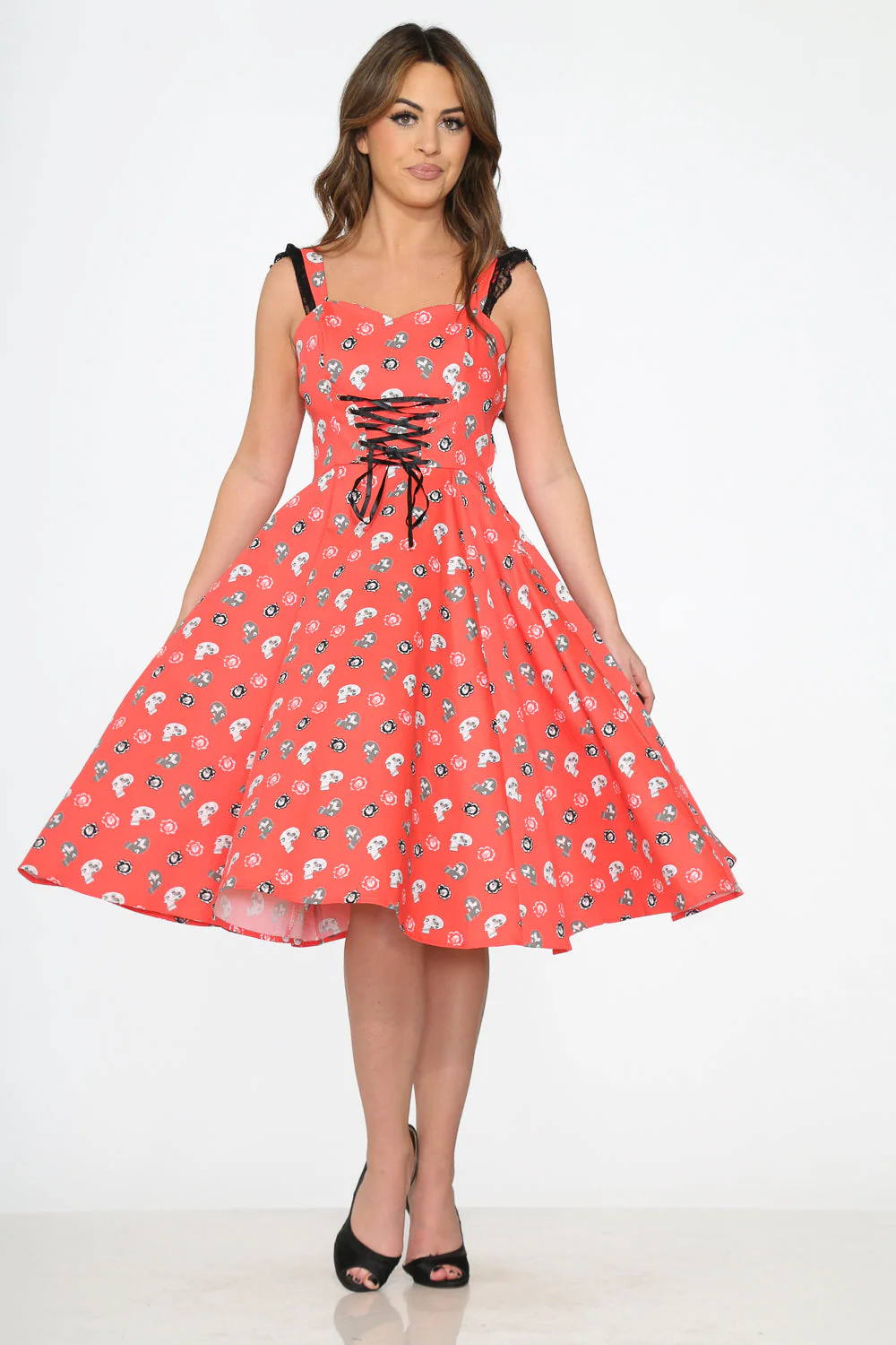 Red Skulls Swing Dress - Image 5