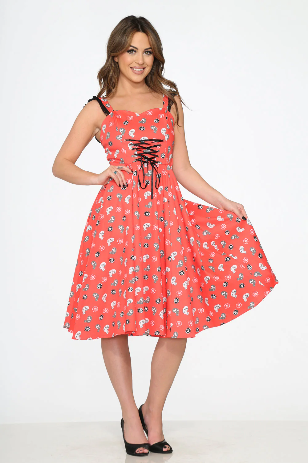 Red Skulls Swing Dress - Image 8