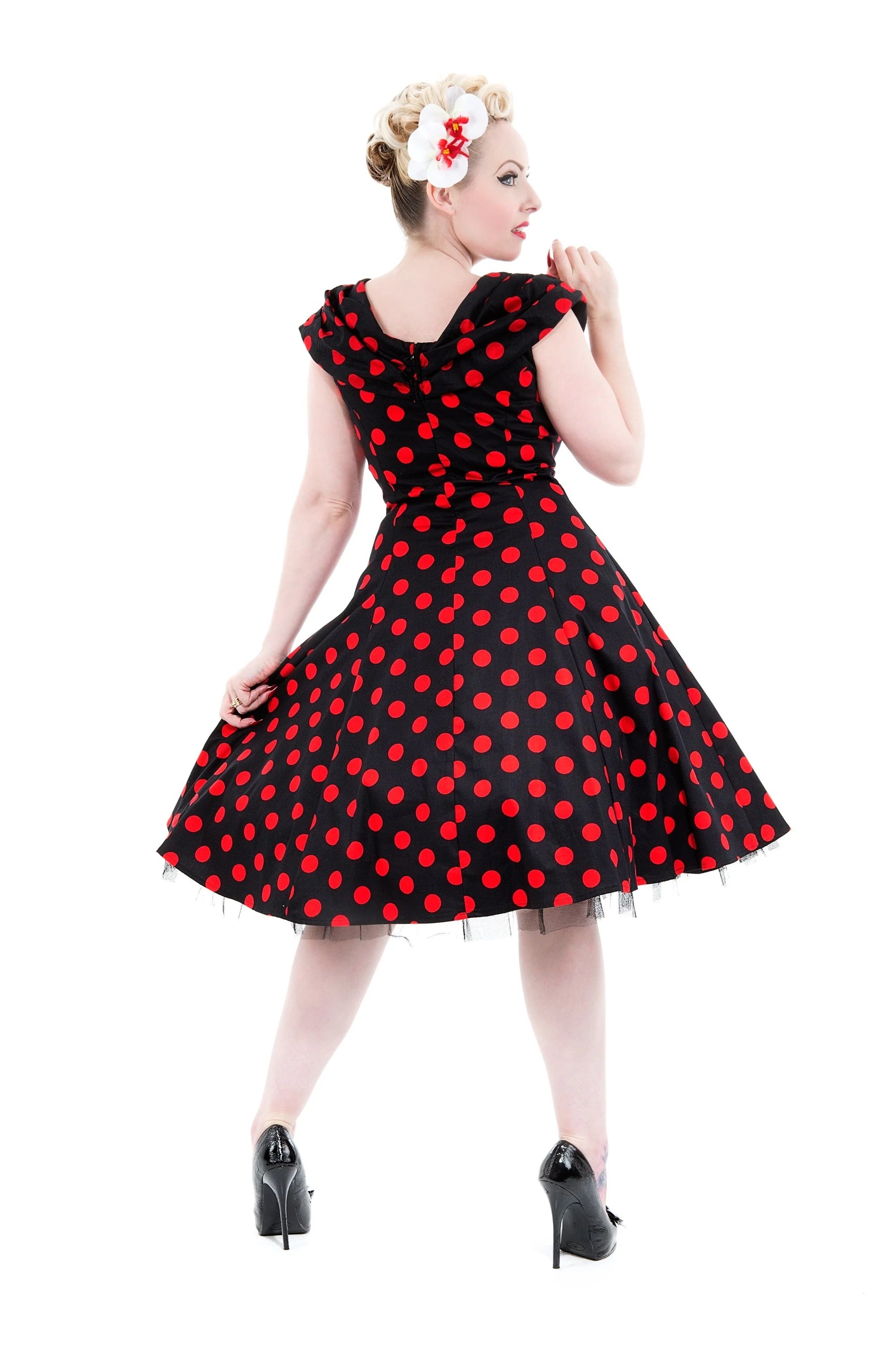 Black & Red Polka Dot Swing Dress - Image 2