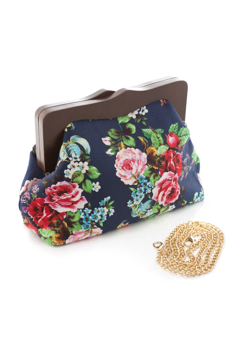 Rose Bouquet Floral Wood Clutch Bag - Image 2