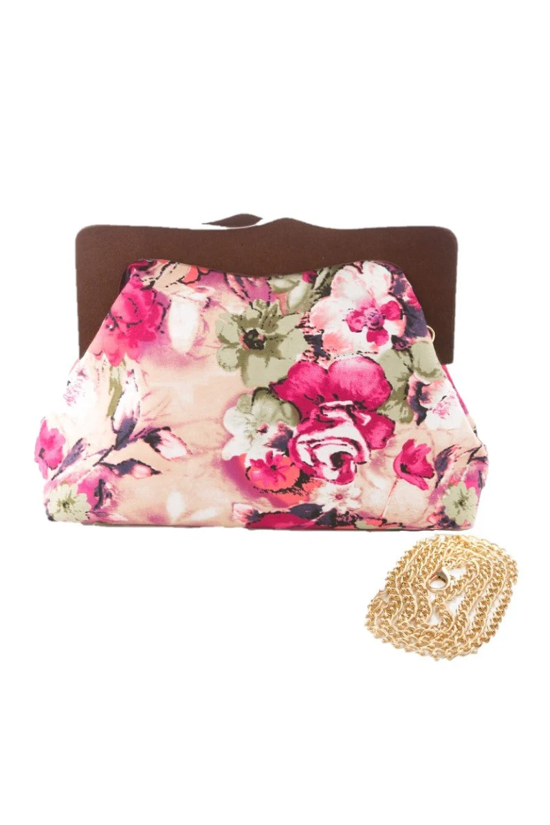 Samantha Floral Wood Clutch Bag