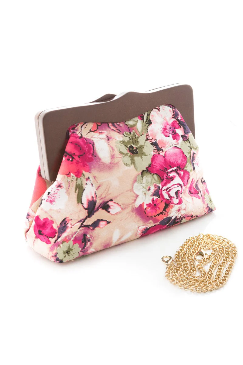 Samantha Floral Wood Clutch Bag - Image 2