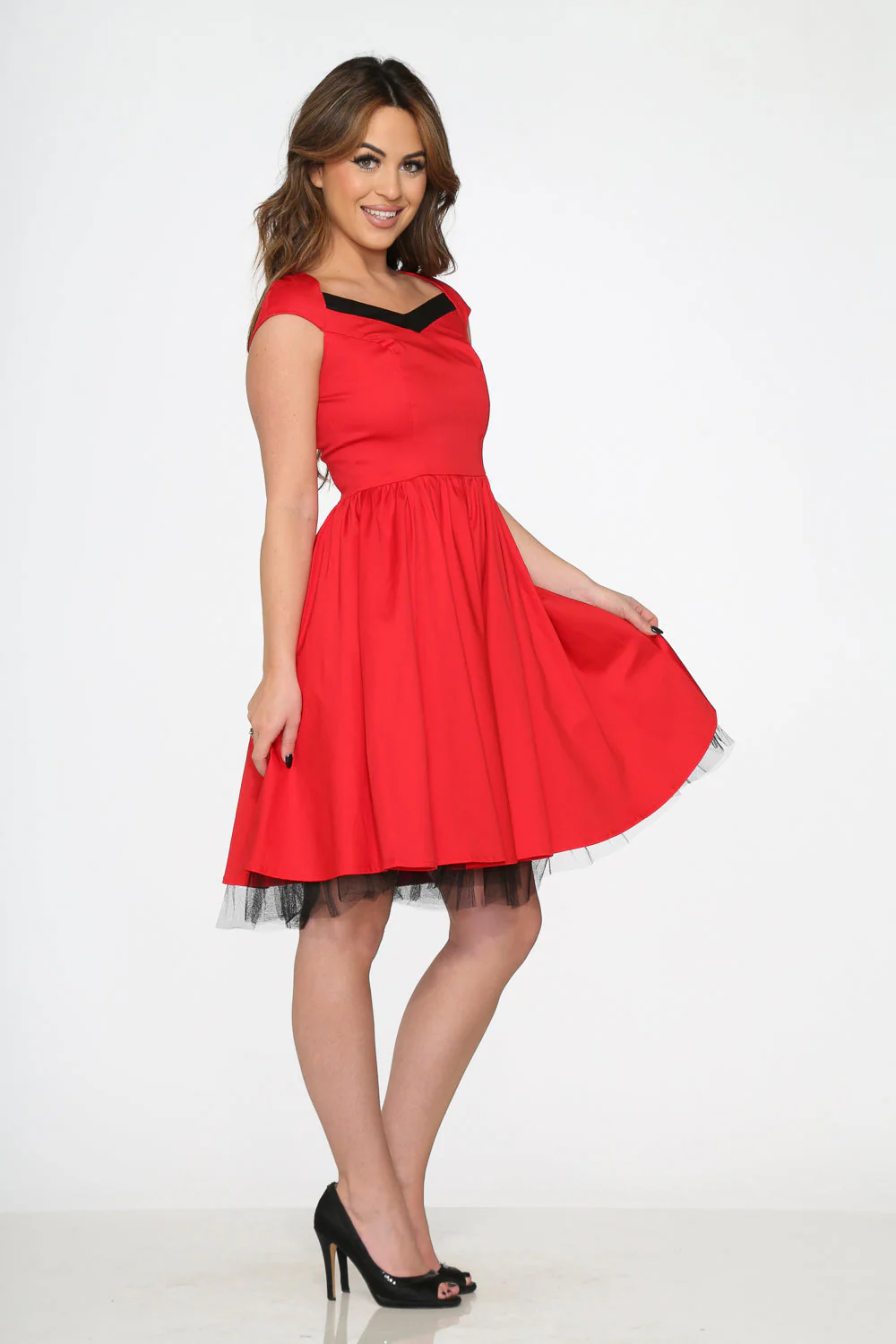 Red & Black Trim Swing Dress - Image 4