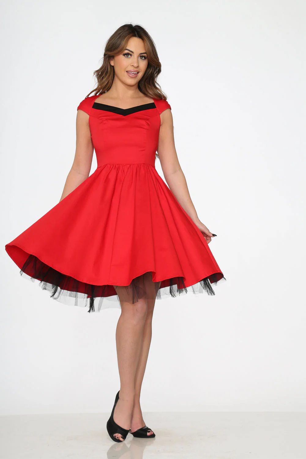Red & Black Trim Swing Dress - Image 5