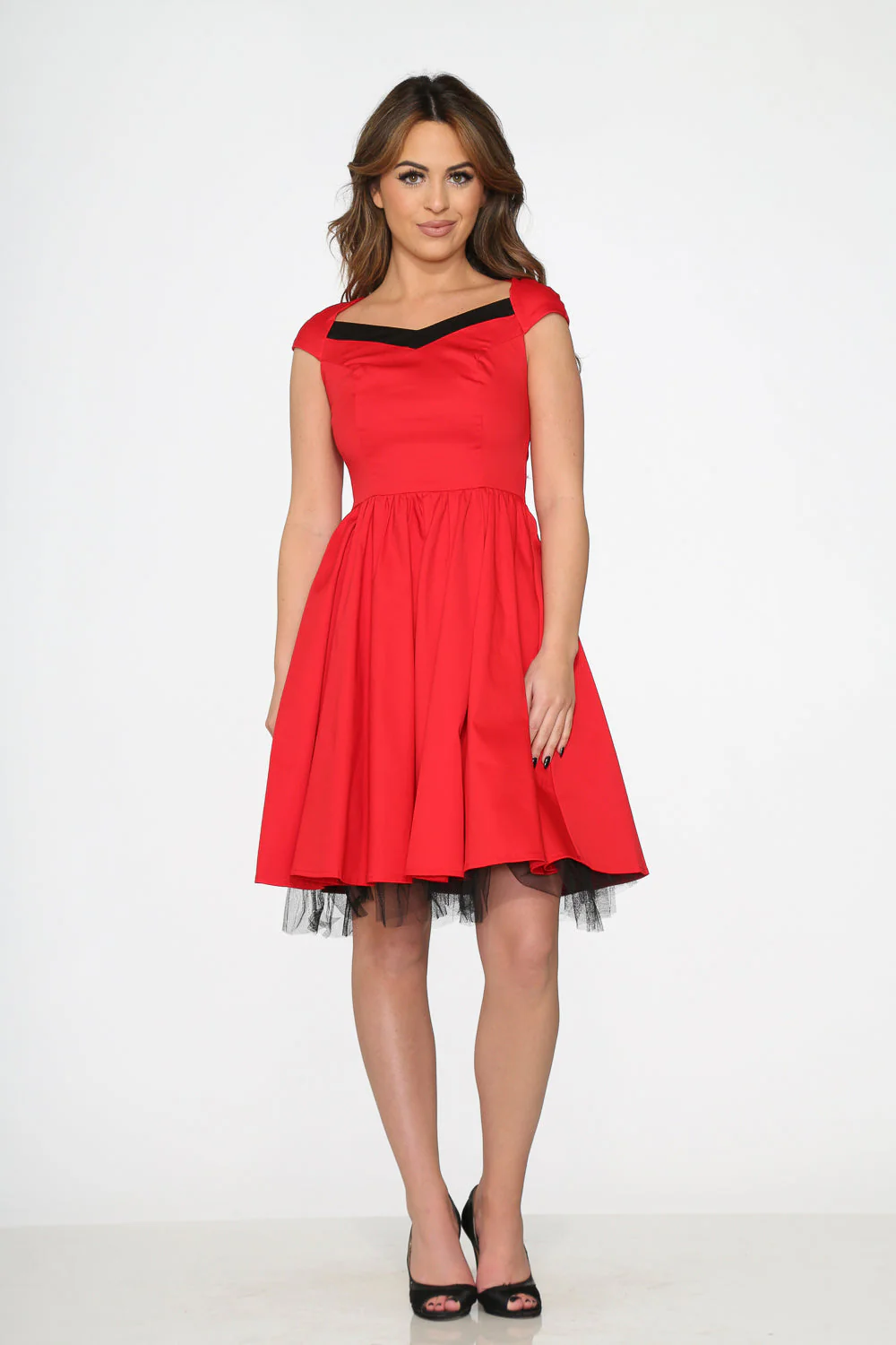 Red & Black Trim Swing Dress - Image 2