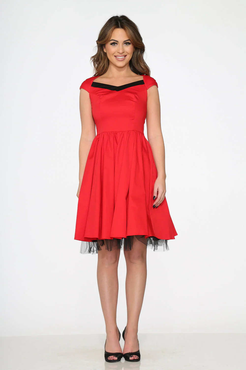 Red & Black Trim Swing Dress - Image 3