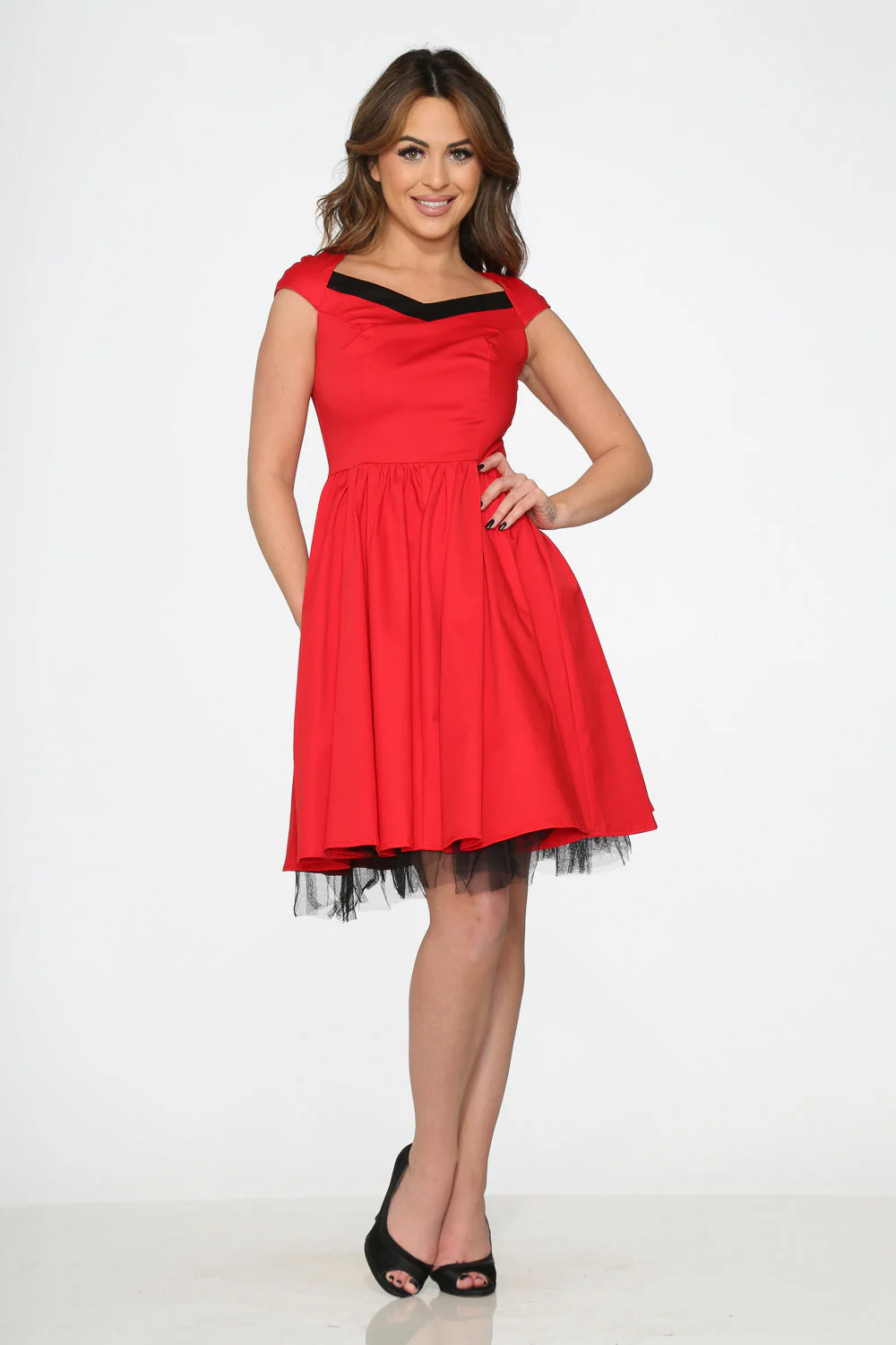 Red & Black Trim Swing Dress - Image 4