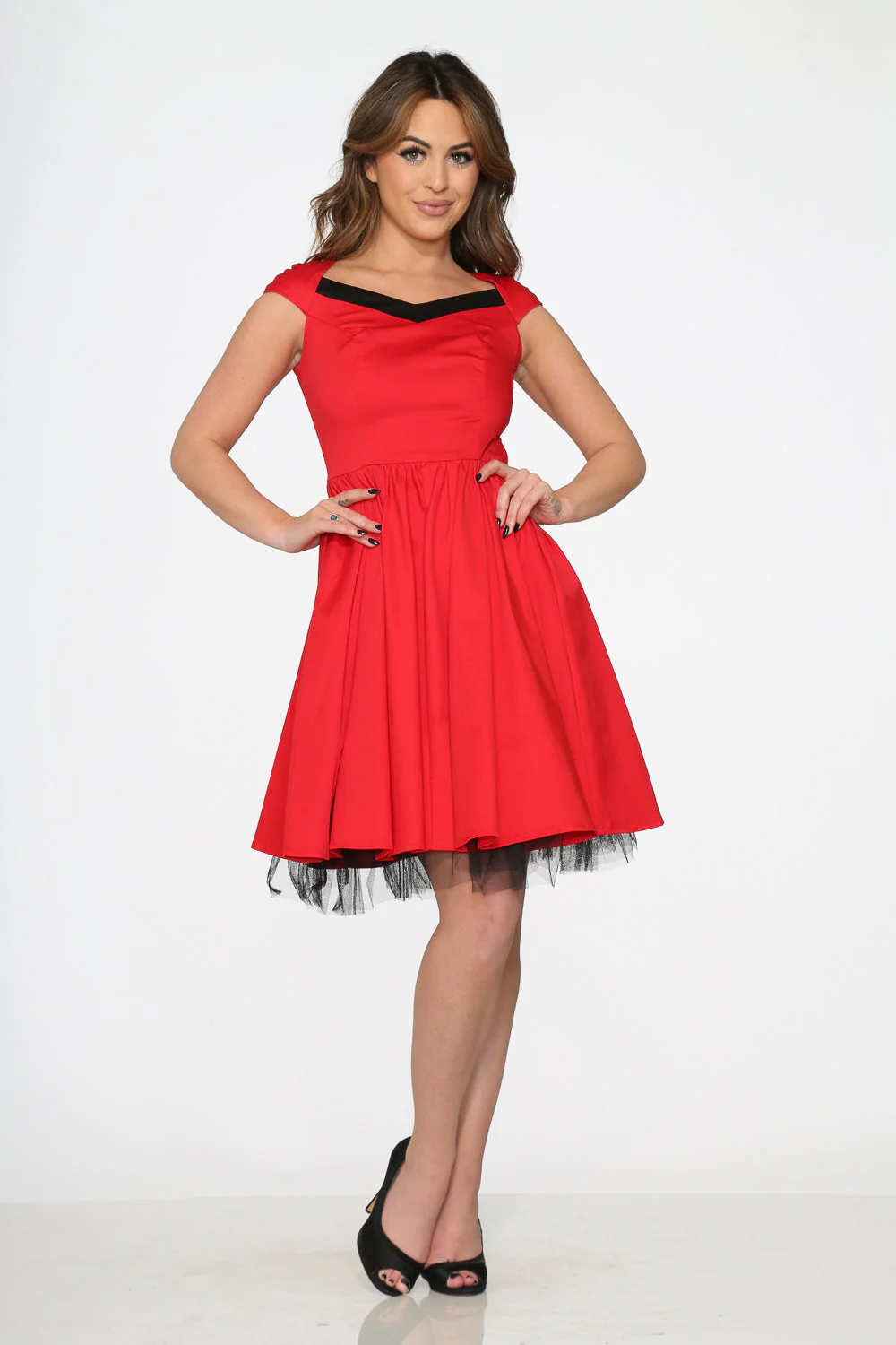 Red & Black Trim Swing Dress - Image 5